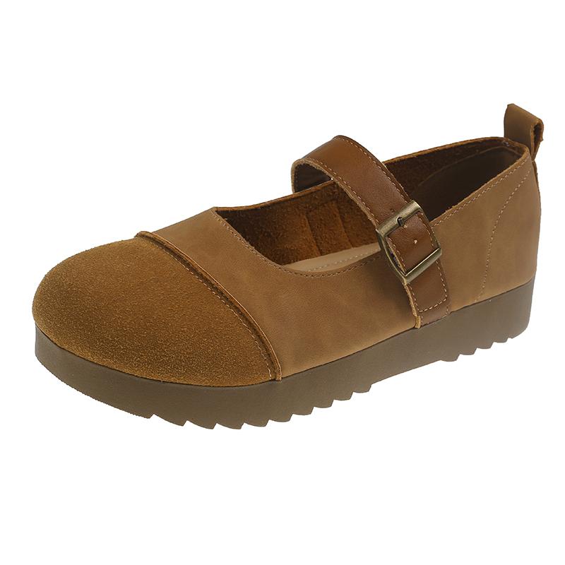 

Мода Женская Мода Балетки Весна Новые Круглый Носок Замша С Пряжкой Металлической Формы A На Мягкой Подошве Одинарная Обувь 35