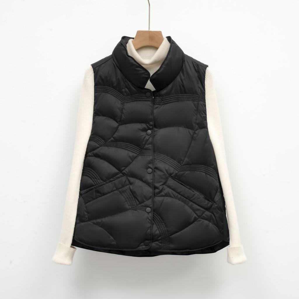 Women's Stand-up Collar Vest Women's Vest Women's New Down Jacket Autumn and Winter Sleeveless Warm Retro