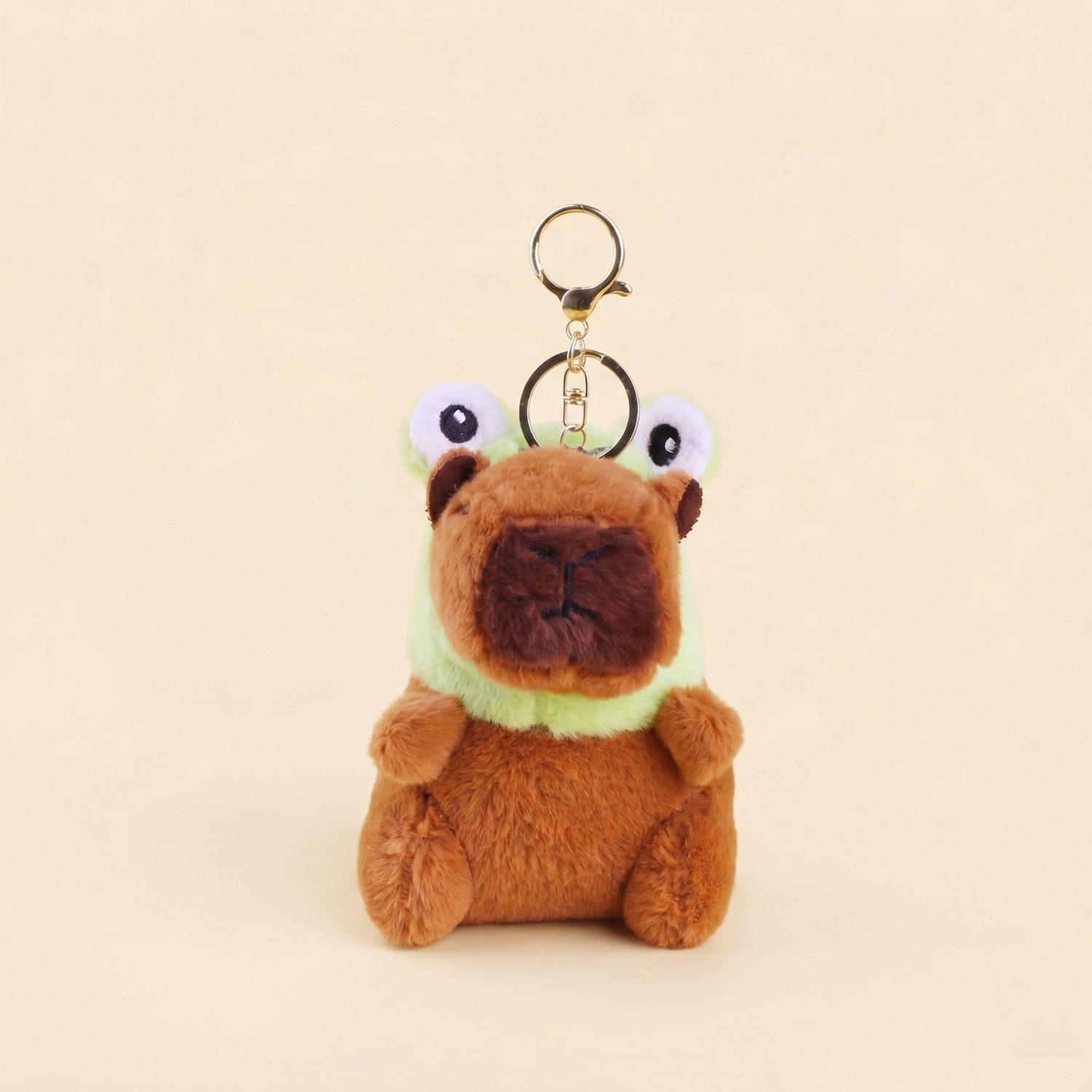 Capybara Plush Keychain with Detachable Hat