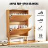 Shoe Cabinet with 2 Flip Drawers Rattan Shoe Storage Cabinet for Entryway