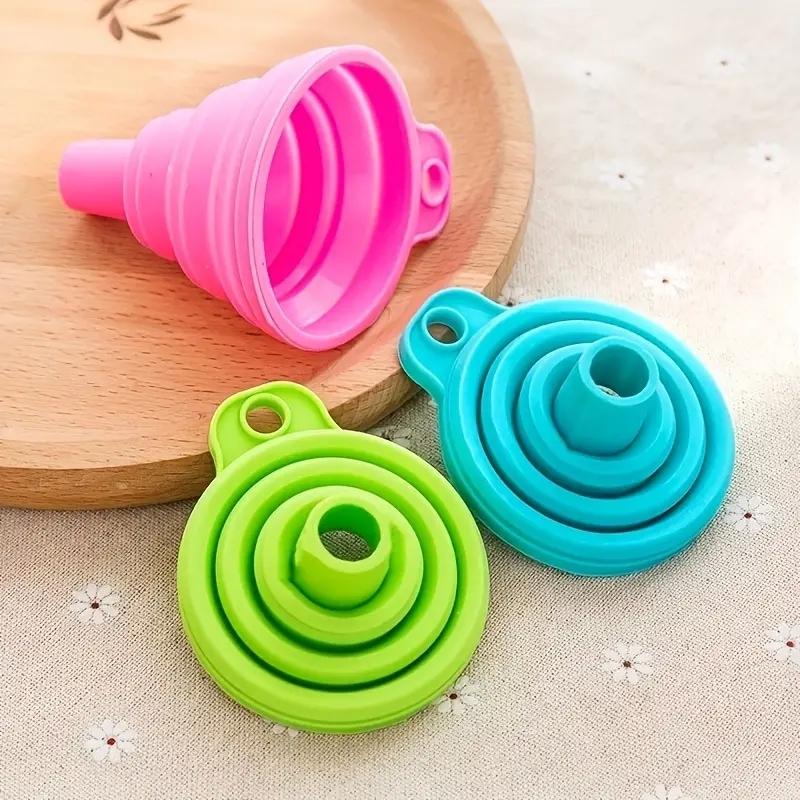 1pc/3pcs Silicone Collapsible Funnel Foldable Funnels For Water Bottle Liquid Transfer Kitchen Gadgets Accessories