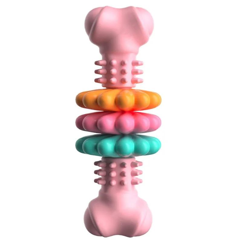 Durable TPR Dog Bone Teething Toy for Aggressive Chewers Interactive Puppy Teething Relief Toy Long Lasting Gnawing Resistance