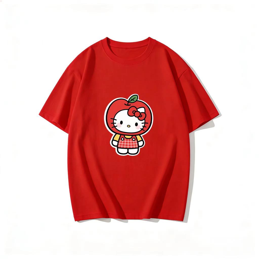 2026 new Summer HelloKitty Cute Graphic Tee Casual Short Sleeve Cotton Top for Women Girls Kawaii Cartoon Print Streetwear