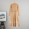 A New Mid-length Knitted Dress for Women In Autumn and Winter, Featuring A Cinched Waist and A Slimming Look