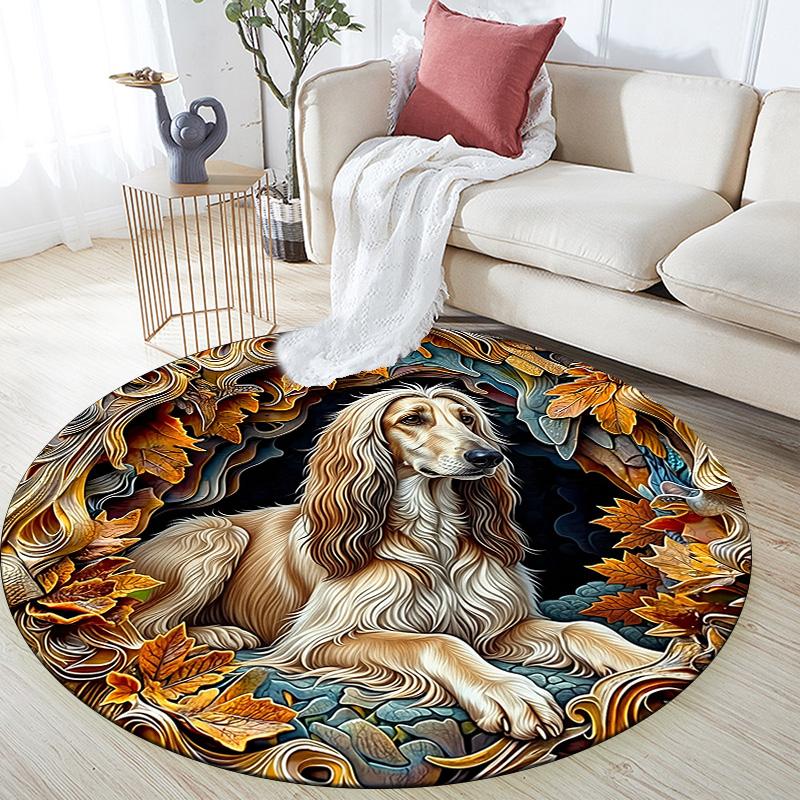 Embossed Dog Round Area Rug,Carpet Rug for Living Room Bedroom Sofa Playroom Decor,Non-slip Floor Mat