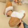 Fashion Fashion Women Platform Fluffy Slippers Winter Comfort Warm Plush Cotton Shoes Woman Thick Sole Anti Slip Indoor House Slippers