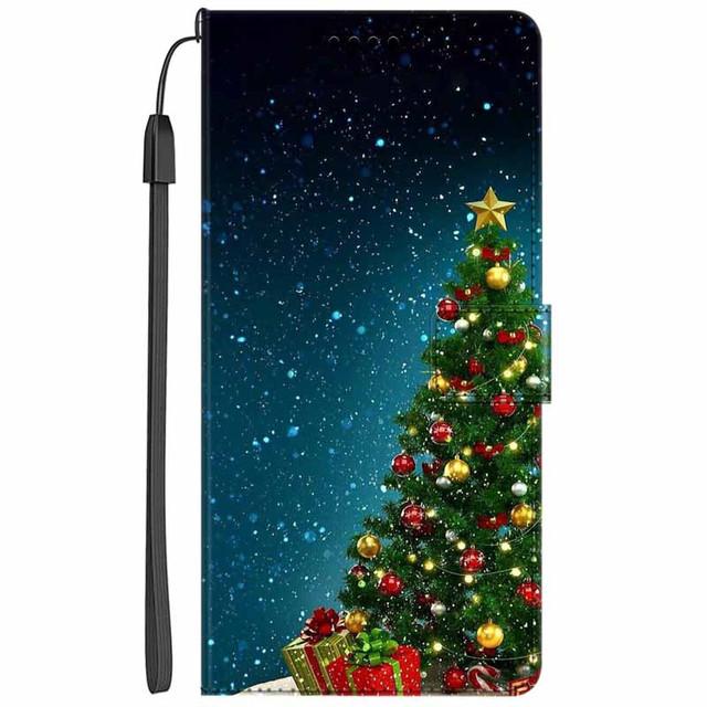 Christmas Flip Case For Motorola Moto G15 / G05 / E15 / G15 Power 4G Wallet Leather Cover With Lanyard Cartoon Wallet Phone Case