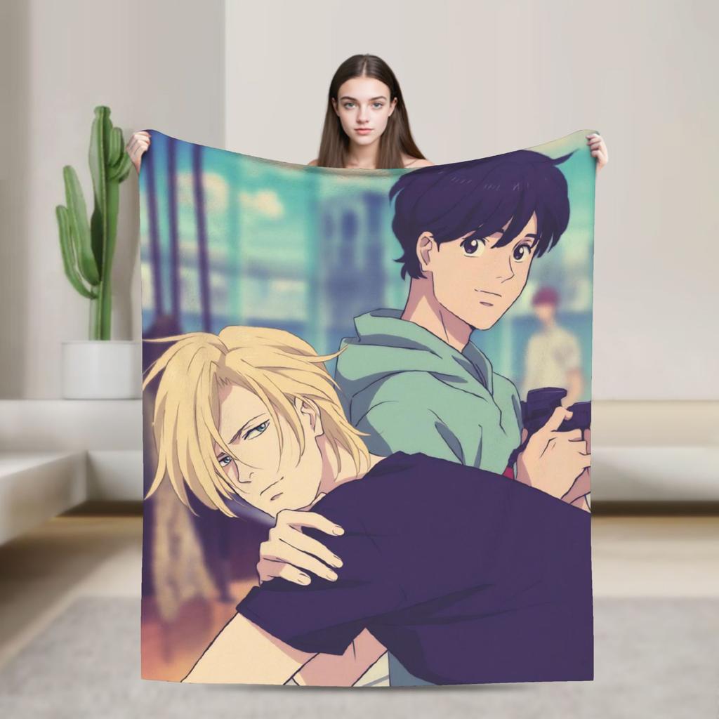 Banana Fish Anime Merch Blanket Warm Cozy Fluffy  Throw Blankets for Sofa 50x60 Inches Multi-size Bedspread