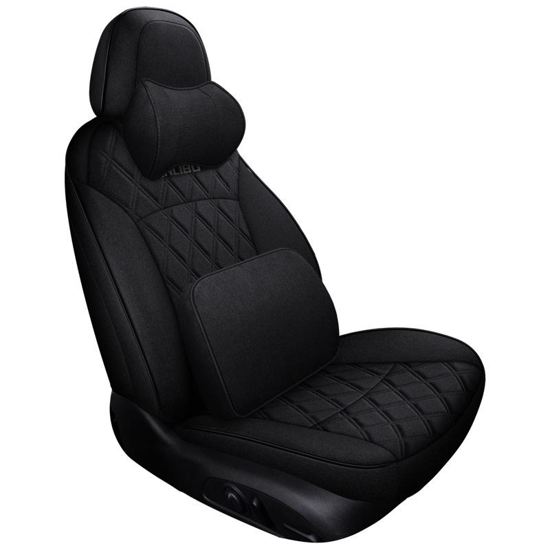 Toyota Highlander All-Season Pure Linen 5-Seat Full Back Wrap Car Cushion with Logo