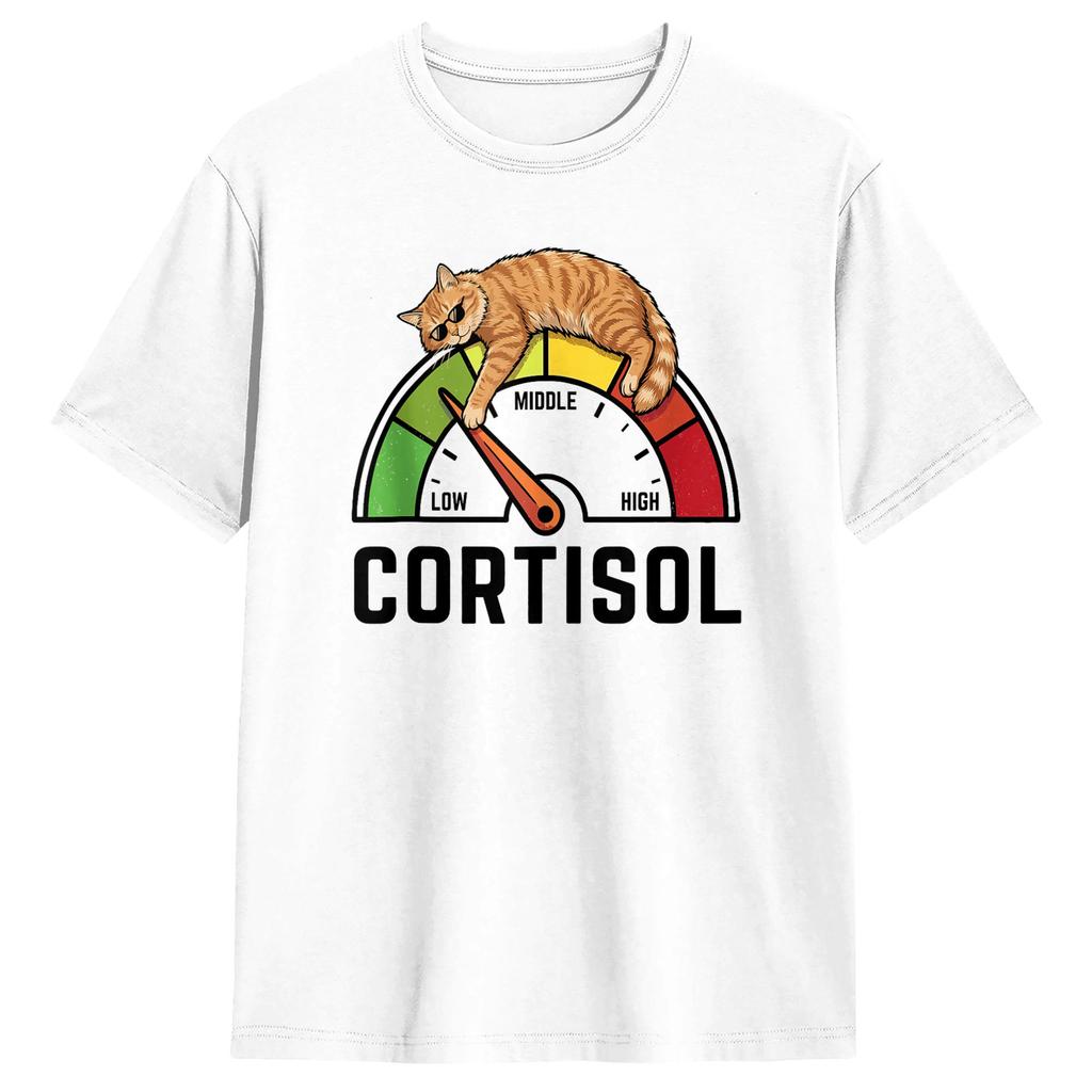 Sloth Low Cortisol Level Meme TShirt Summer Popular T Shirts Unisex Cotton Crewneck Plus Size Tees Short Sleeves Funny Tops