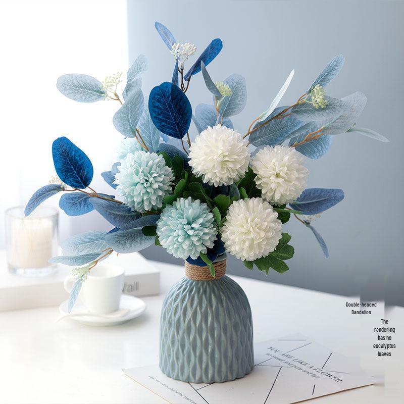Hydrangea & Dandelion Artificial Bouquet with Hyacinth Double Heads - Decorative Flower Arrangement
