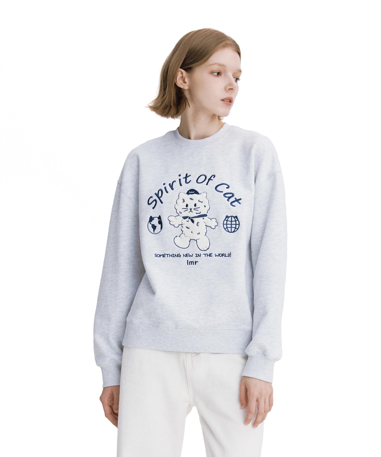 Свитшот с персонажем Lmr Cat Boucle Artwork Светло-серый Light Grey/Free