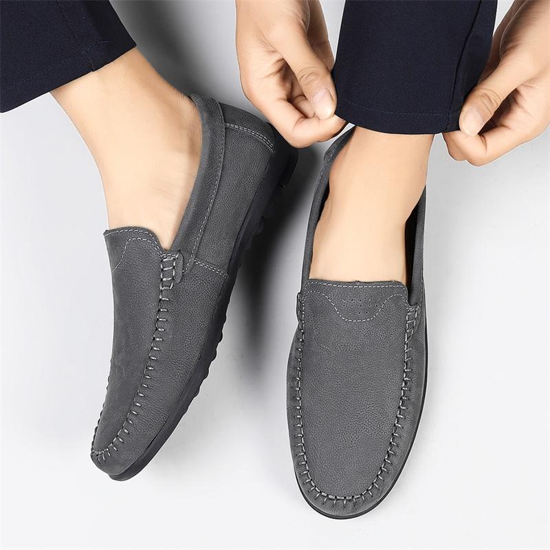 Fashion Genuine Leather Men's Business Shoes All-match Mens Slip on Shoes Outdoor Mens Comfortable Loafers High Quality Casual Flats