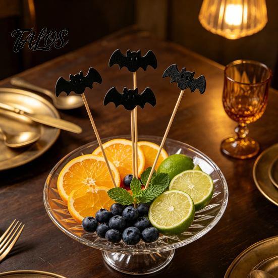 Festive Fruit Skewers 100PCS Halloween Bamboo Toothpicks, Cute Tree Shaped Disposable Skewers, Cocktail Picks Decorative Dessert Toppers for