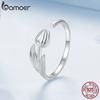 BAMOER Solid 925 Sterling Silver Adjustable Tulip Flower Rings Handmade High Polished Thumb Band Statement Ring for Women Girls Jewelry