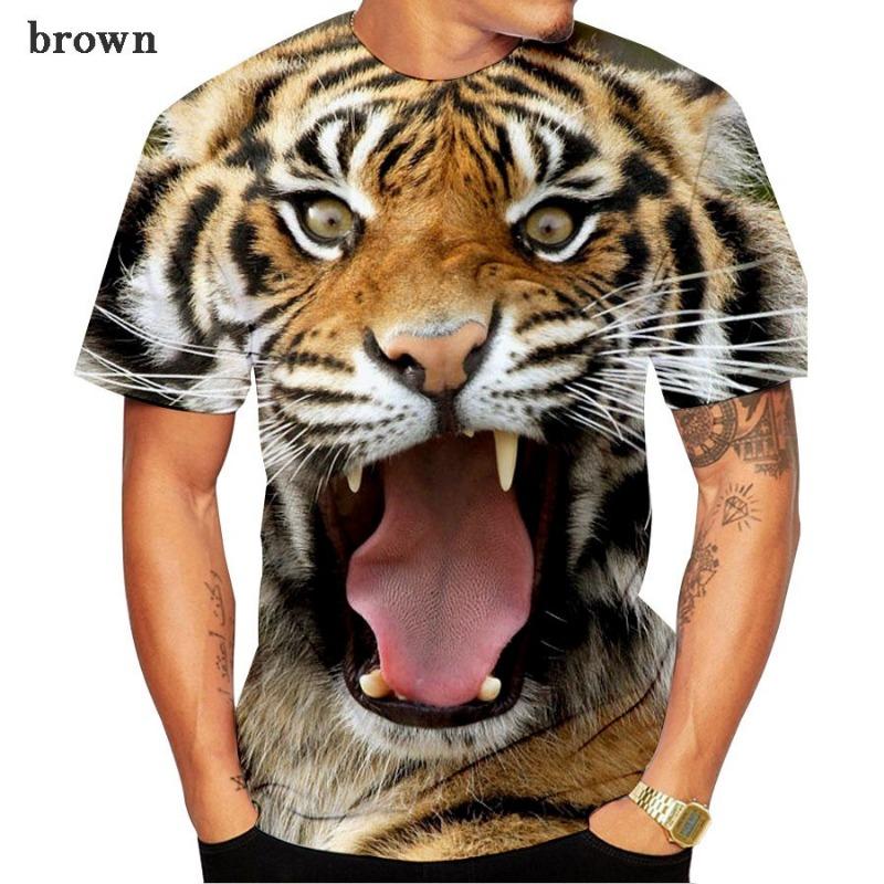 Men tiger 3d Short Sleeve Clothes Creative Animal Digital O-neck Tiger 3D Print T-Shirt Tops S