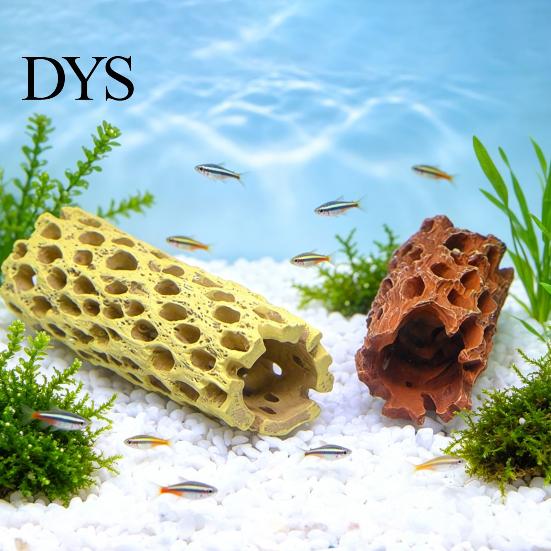 Aquarium Shrimp Cave Cave, Artificial Tree Trunk Hide, Fish Tank Natural Wood Texture Ornament Hideout, Realistic for Betta Hiding And Resting