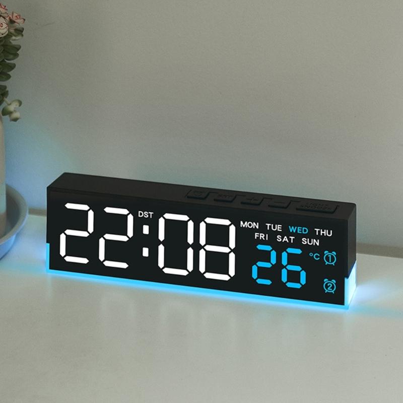 Digital Alarm Clock for Bedroom Desk Clock for Living Room Bedroom with Large Number,Dimmer,Loud Alarm Temperature