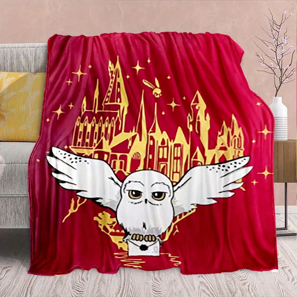 Harry Potter Magic Owl Flannel Blanket - Soft Warm Perfect for Sofa, Bedding Camping Travel Office Home Decor -QJY