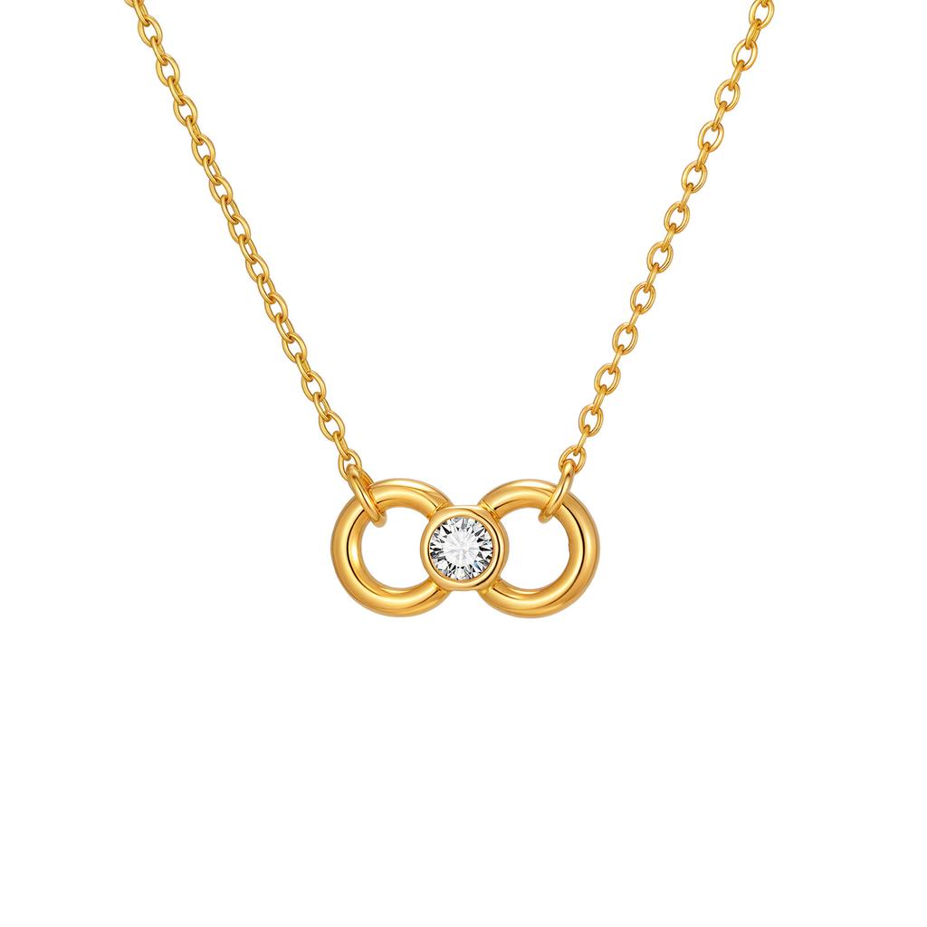 Wind Stainless Steel 8-Shaped Infinity Zircon Necklace Niche Exquisite Collarbone Chain Female 2422