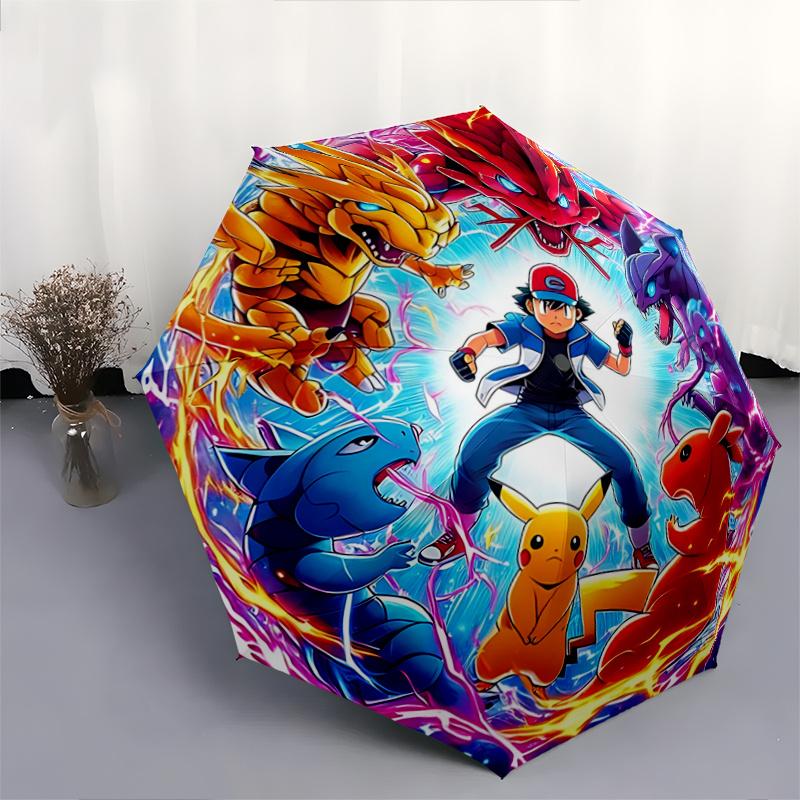 1pc Ideas Pokémon Automatic Umbrella Design, Cute Cartoon Pattern, Portable Outdoor Umbrella, Perfect A052