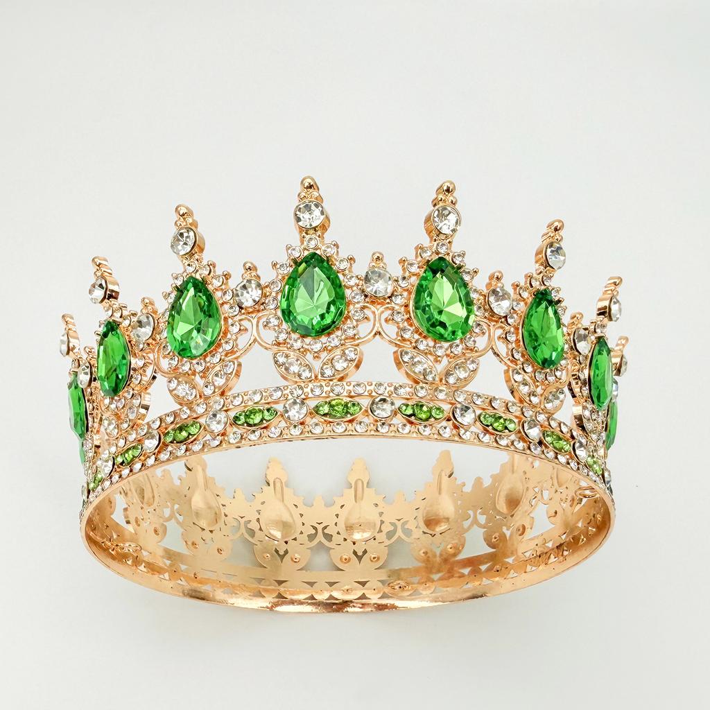 Full Circle Crown Tiara Colorful Baroque Retro Full Diamond Jewelry Wedding Accessories Crown Bridal Crown