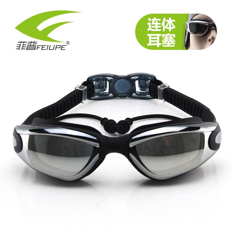 Swimming Goggles Adult large-frame electroplated swimming goggles Anti-fog swimming goggles, available in prescription and non-prescription options, чёрный