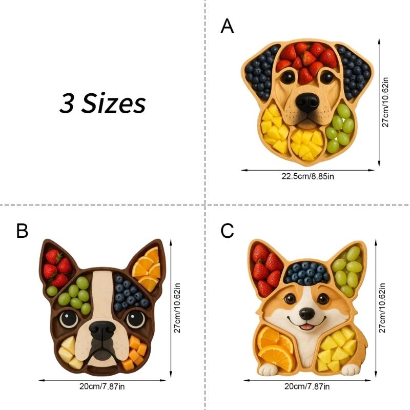 Cute Dog Head Shaped Wooden Serving Tray For Fruits Snacks And Desserts Fruit Platter Perfect For Party And Home Use