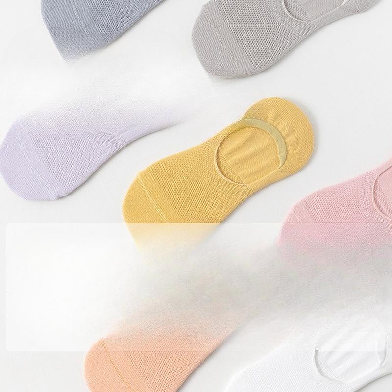 Women's Boat Socks, Shallow Mouth Invisible Solid Color Cotton Socks, Anti-slip and Non-dropping, As Well As Summer Thin Short Socks, Breathable