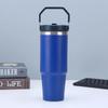 Tazza da Auto Portatile da 30 oz ad Alta Capacità, Tazza Termica in Acciaio Inossidabile con Cannuccia e Manico, Borraccia da Viaggio Sportiva, Termos