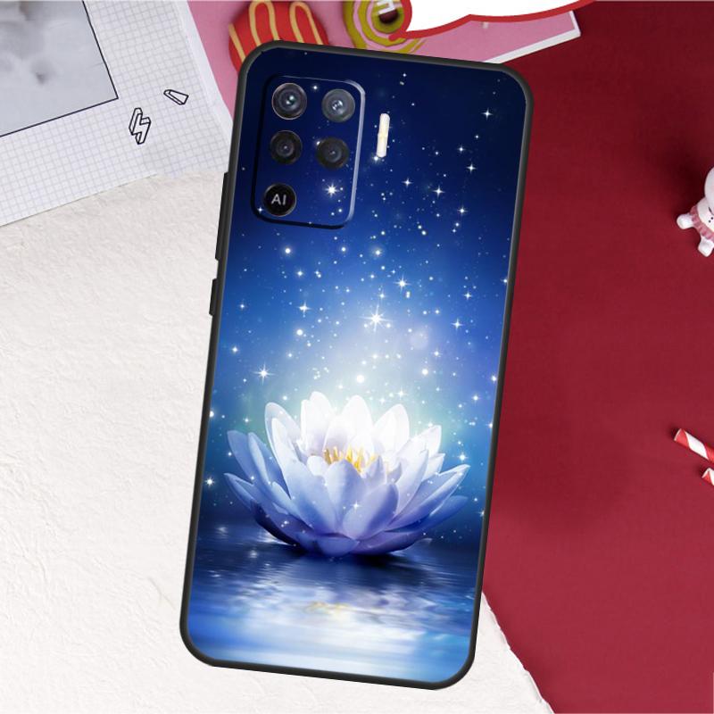 Lotus Blue White Flowers Case For Oppo A16 A96 A76 A17 A18 A60 A80 A40 A38 A58 A78 A98 A94 A74 A54 A15 A57 A77 A5 Pro