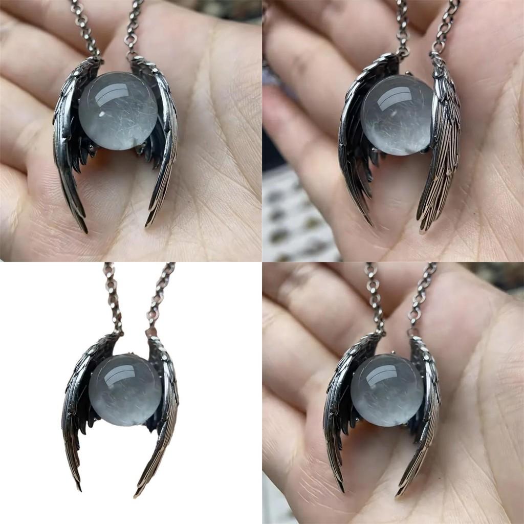 Ghost Wings Retro Faux Crystal Necklace With Alloy Pendant For Stylish Office Wear