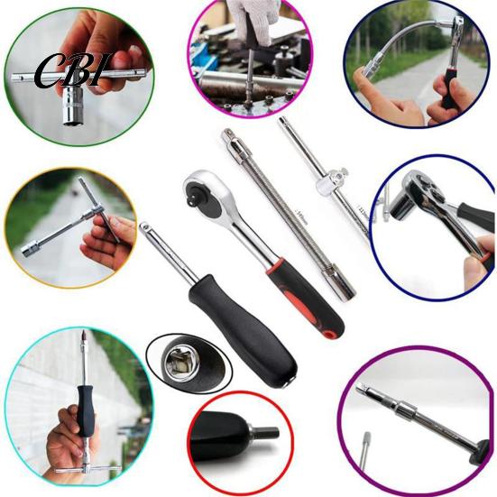 Automotive Repair Tools Professional Socket Wrench Set, Cr-V Steel Alloy Ratchet/Hex Multi-Bit Tool Portable Box Kit with Storage Case for Home