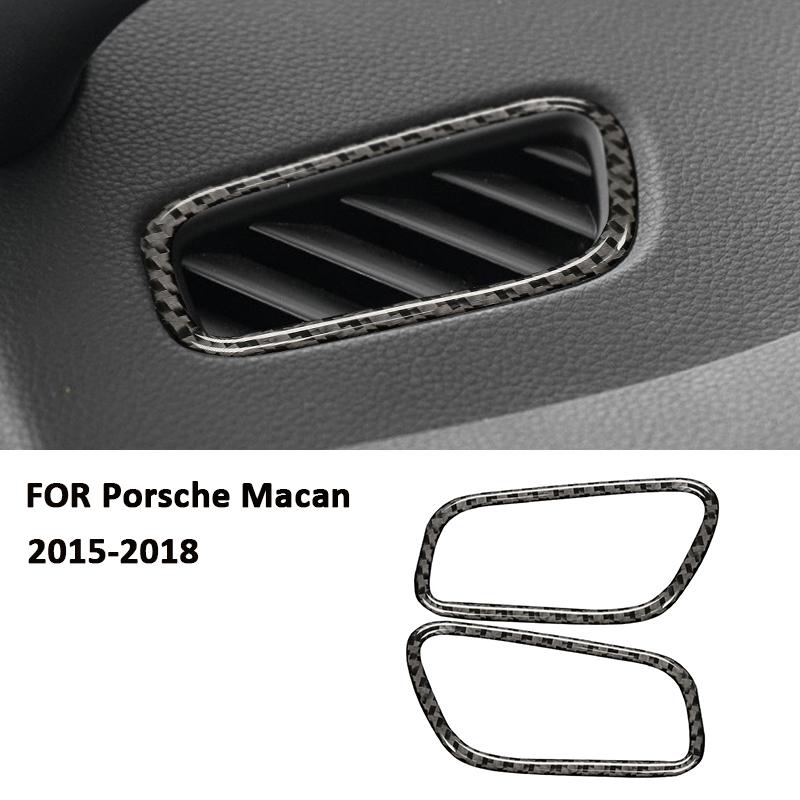 

For Porsche Macan 2015-2018 Carbon Fiber Car trument Panel Left Right Air Outlet Vent Trim Frame Interior Decoration Sticker чорний