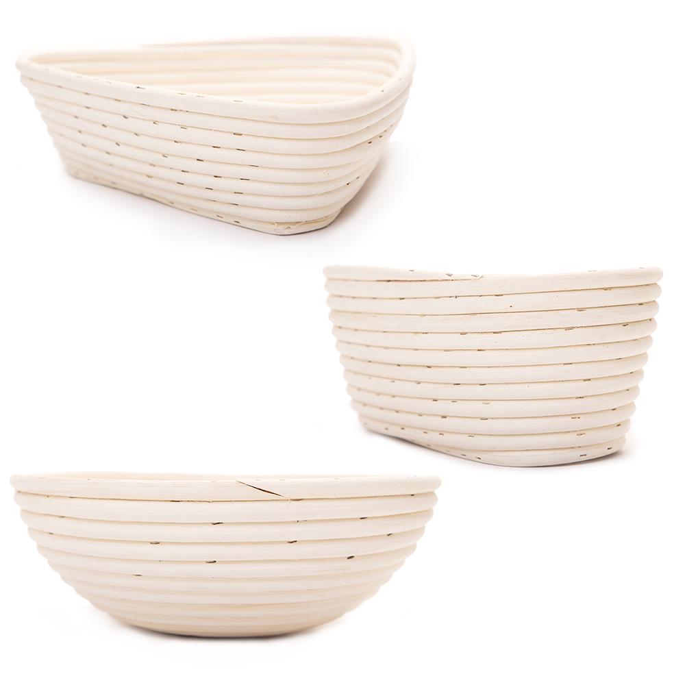 Round Oval-shaped Triangle-shaped Bread Proofing Basket Natural Rattan Proving Basket Sourdough for Kitchen Home Bakers with Liner Cloth