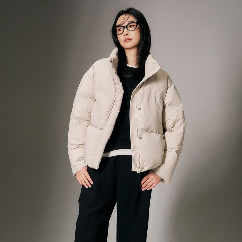 Winter 2025 New Loose Stand-up Collar Short Down Jacket Women's Duck Down High Quality