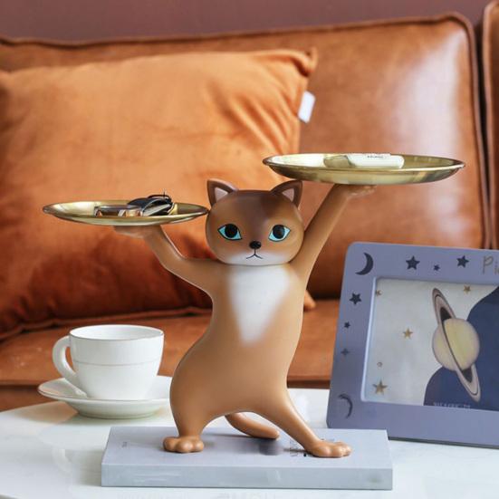 Dancing Cat Animation Resin Figure Creative Cartoon Sand Sculpture Cat Ornament for Living Room Housewarming