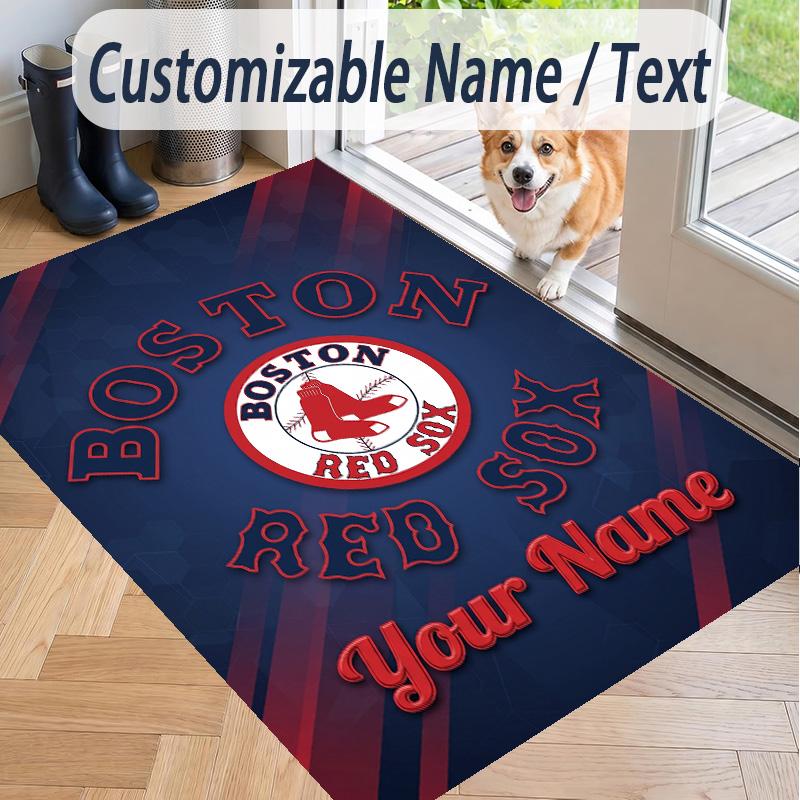 Custom Text Printed Rug Boston Red Sox Non Slip Floor Carpet For Home Room Decor
