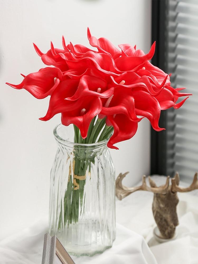 Lot de 24 lys calla artificiels au toucher réaliste, pour bouquet de mariage, décoration de fête