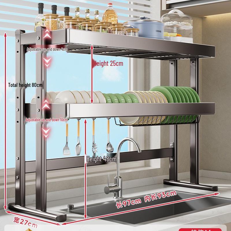 Danle Double-Layer Kitchen Sink Dish Drying Rack