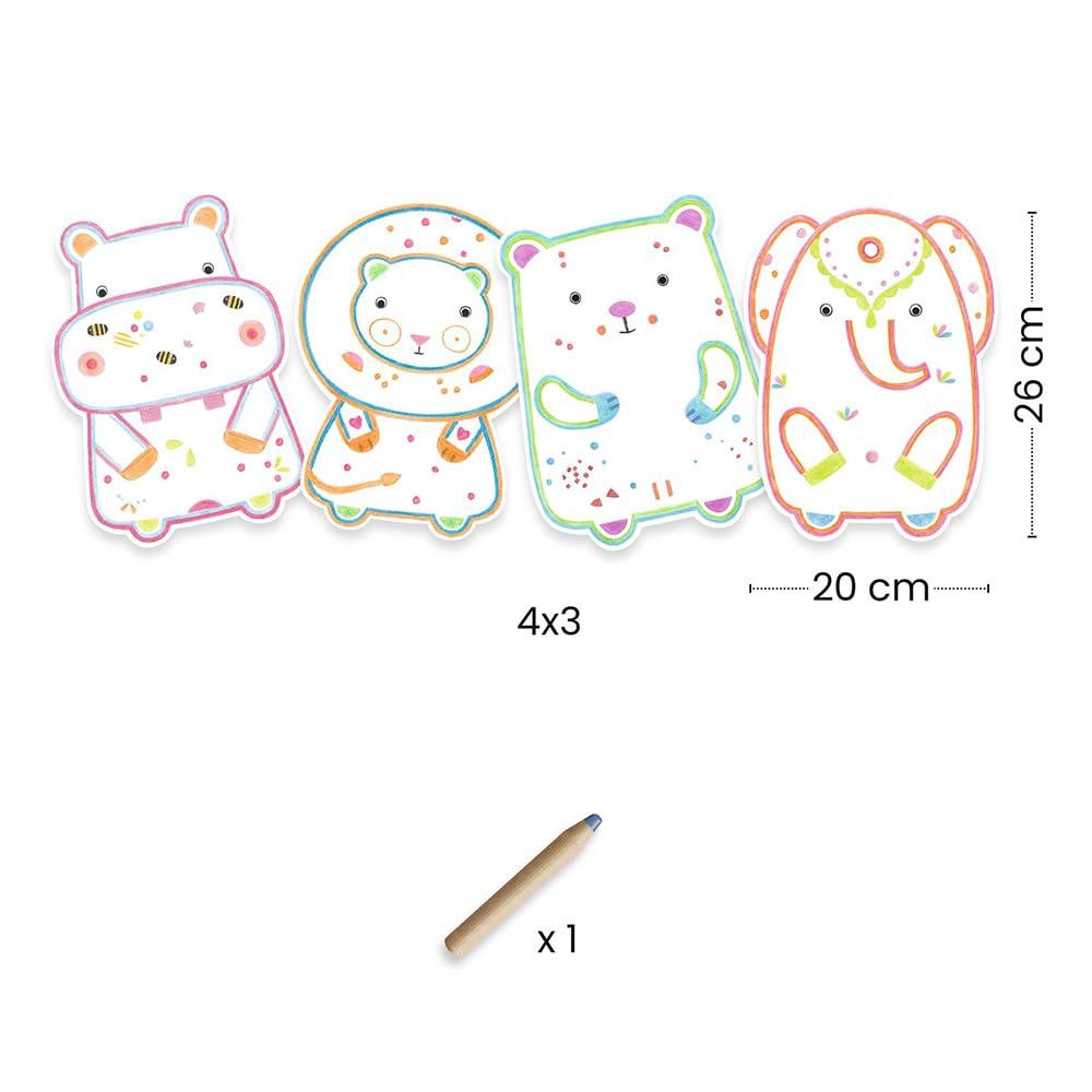 DJECO Wild Animal Scratch Art Coloring Picture Scratch and Color Book Animals Educational Toy Drawing Ages Months Years Babies Baby Shower Gift Toy