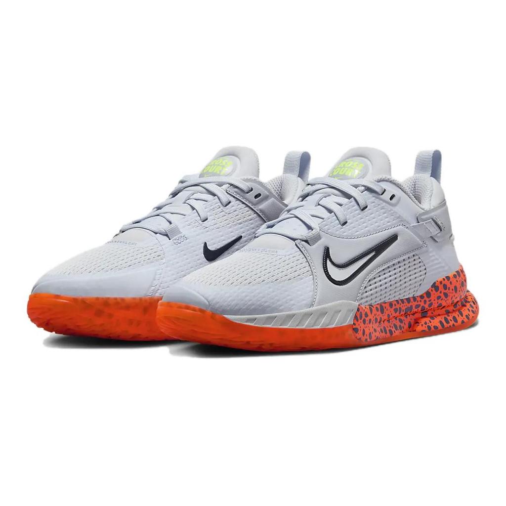 Nike Crosscourt Series Electric Fashion Durable Breathable Non-Slip Low-Top Kids Basketball Shoes Kids Sneaker Gray Orange FV3474-001