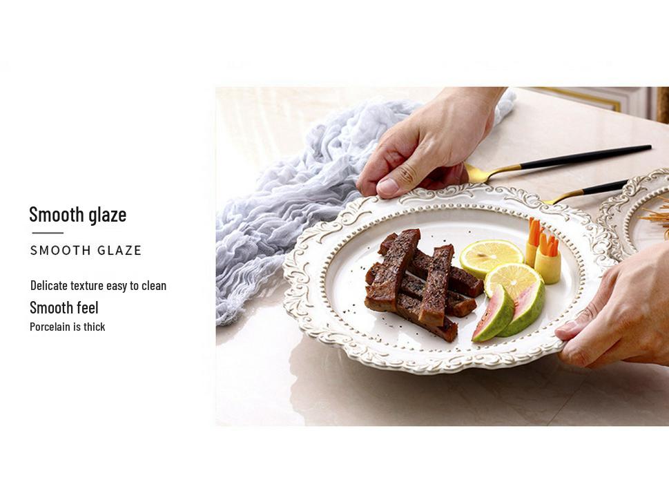 Ensemble de vaisselle en céramique style cour baroque: Vaisselle rétro européenne française avec assiettes à soupe, bols et assiettes plates