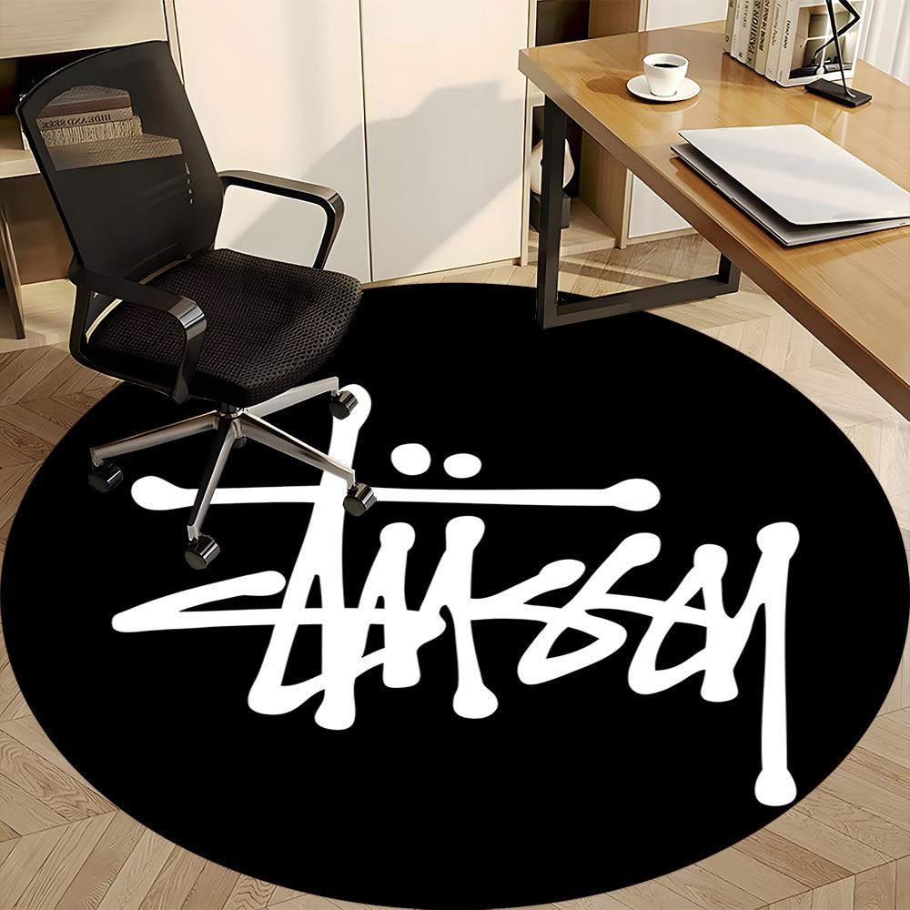 1PC Stussy Office Round Rug, Non-slip, Soft and Durable Office Rug for Interior Decoration, Perfect for Office, Beautiful Decoration