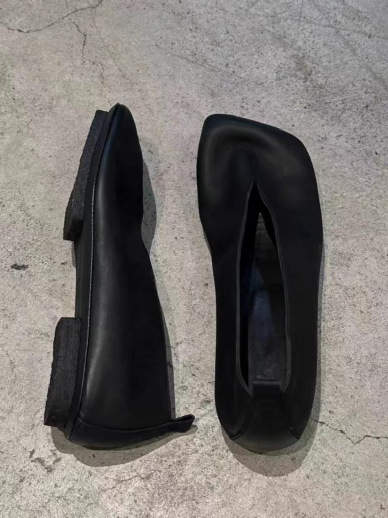 Leather Niche Dark Pioneer Diagonal Head Ballet Flats Women's Summer and Autumn Comfortable Lazy One Pedal Single Shoes