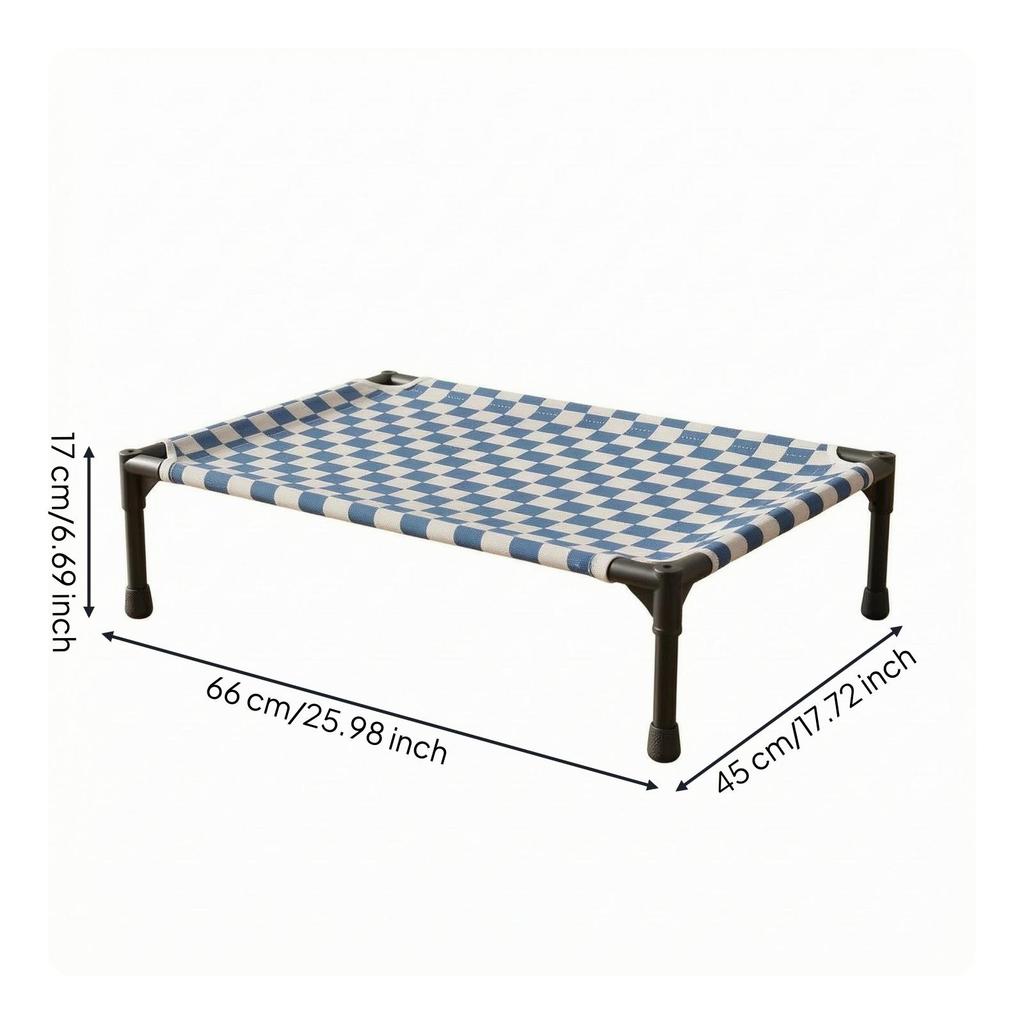 Elevated Pet Cot Frame Pillowless Checkered Lifted dog Bed