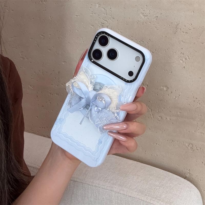 

Магнітна підставка-бантик у горошок для чохла iPhone 17/16 Pro Max/15/14 для жінок iPhone 16 Pro