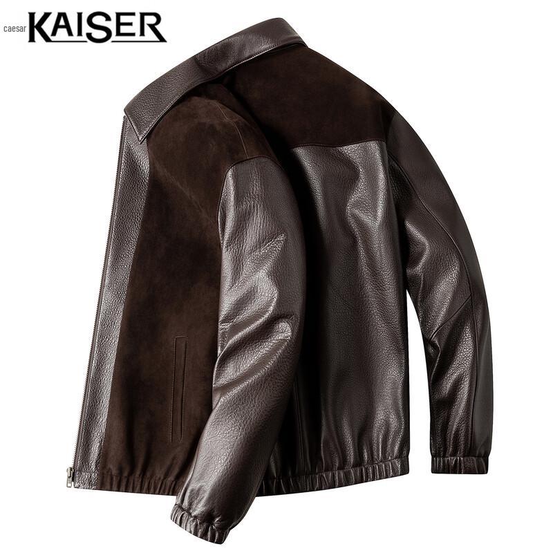 KAISER Men's Genuine Sheepskin Leather Moto Jacket