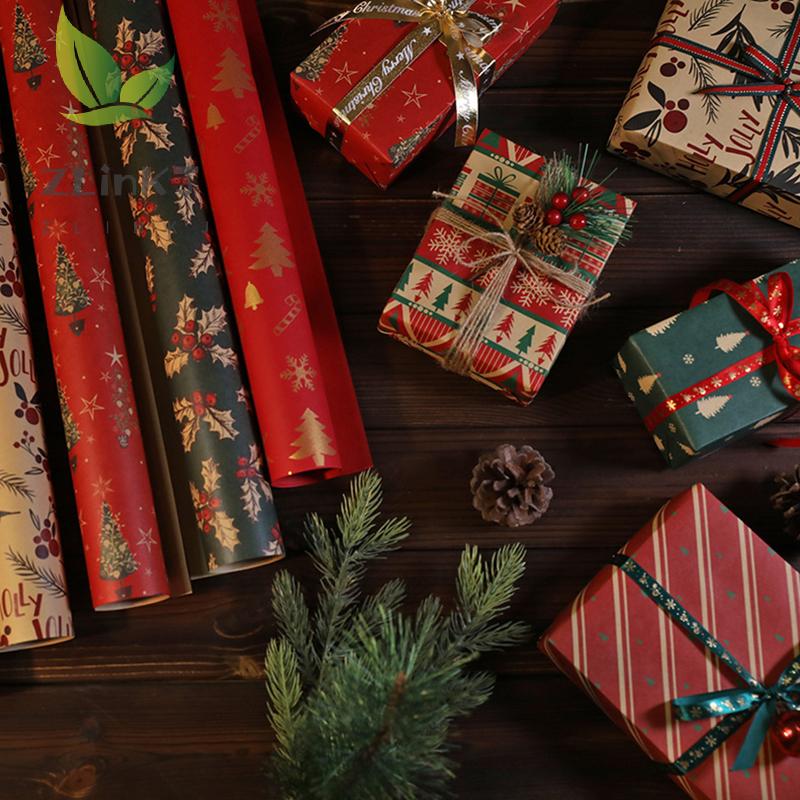 100cm×70cm Christmas Wrapping Paper Christmas Eve Gift Box Decoration Paper Children's Christmas Vintage Kraft Paper