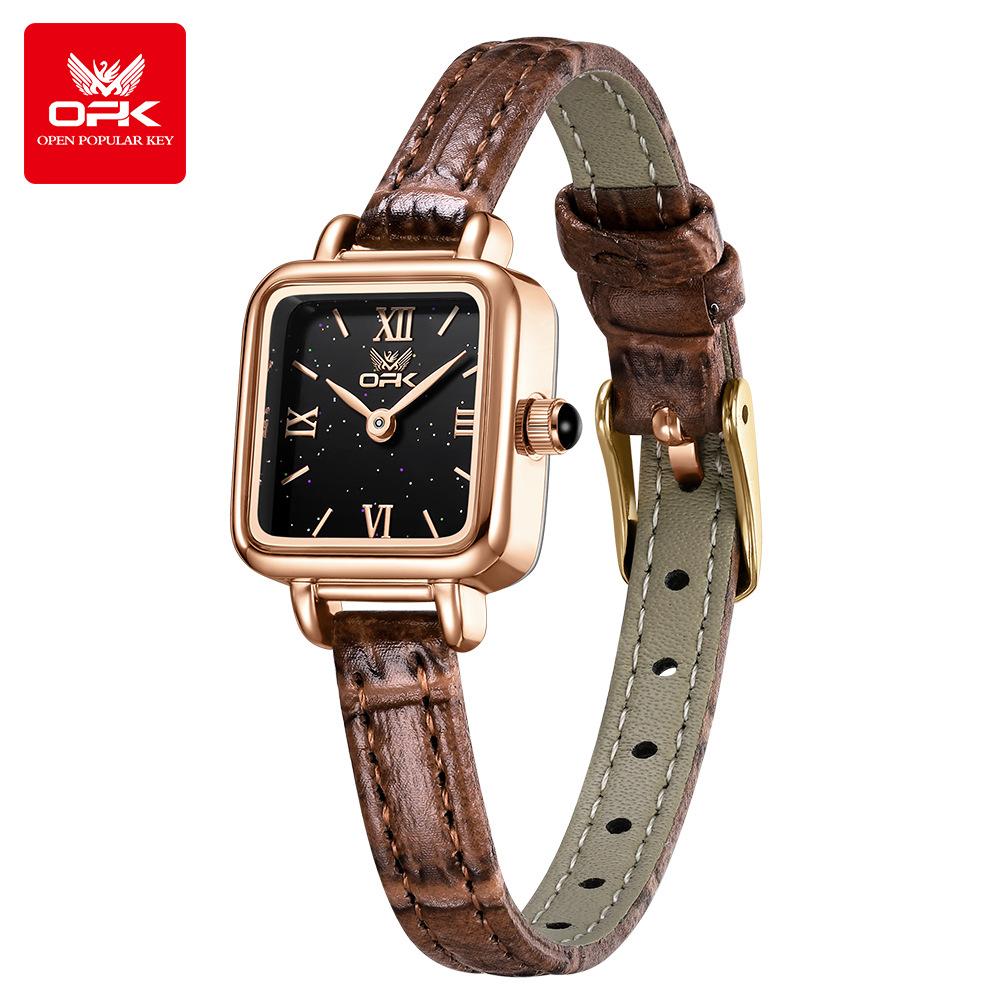

OPK Brand Watch Square Starlight Literal Temperament Women s Watch Small Brown Watch Han Fan Waterproof Quartz Watch Women s Watch